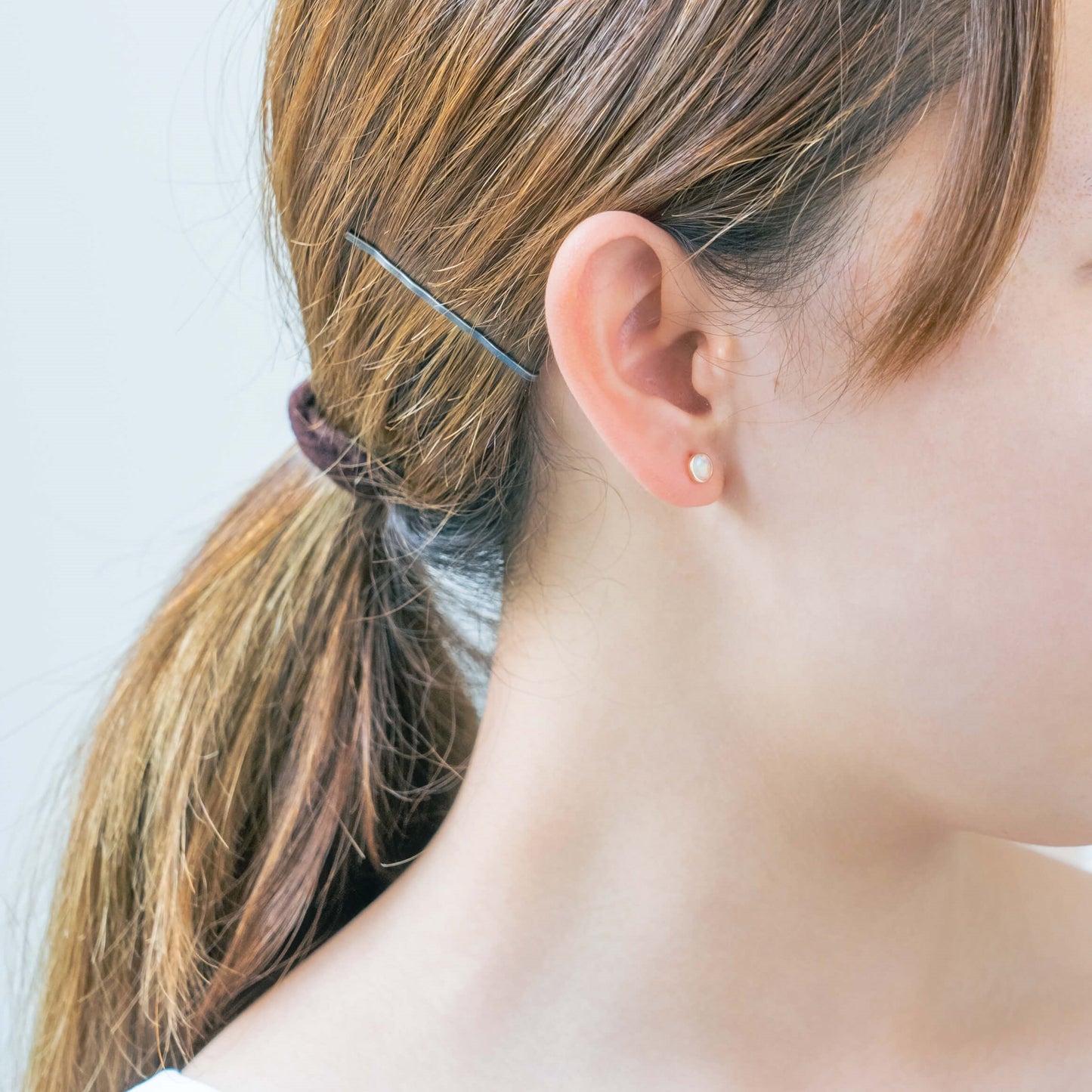 K10 カラーストーン サークル スタッドピアス(オパール)