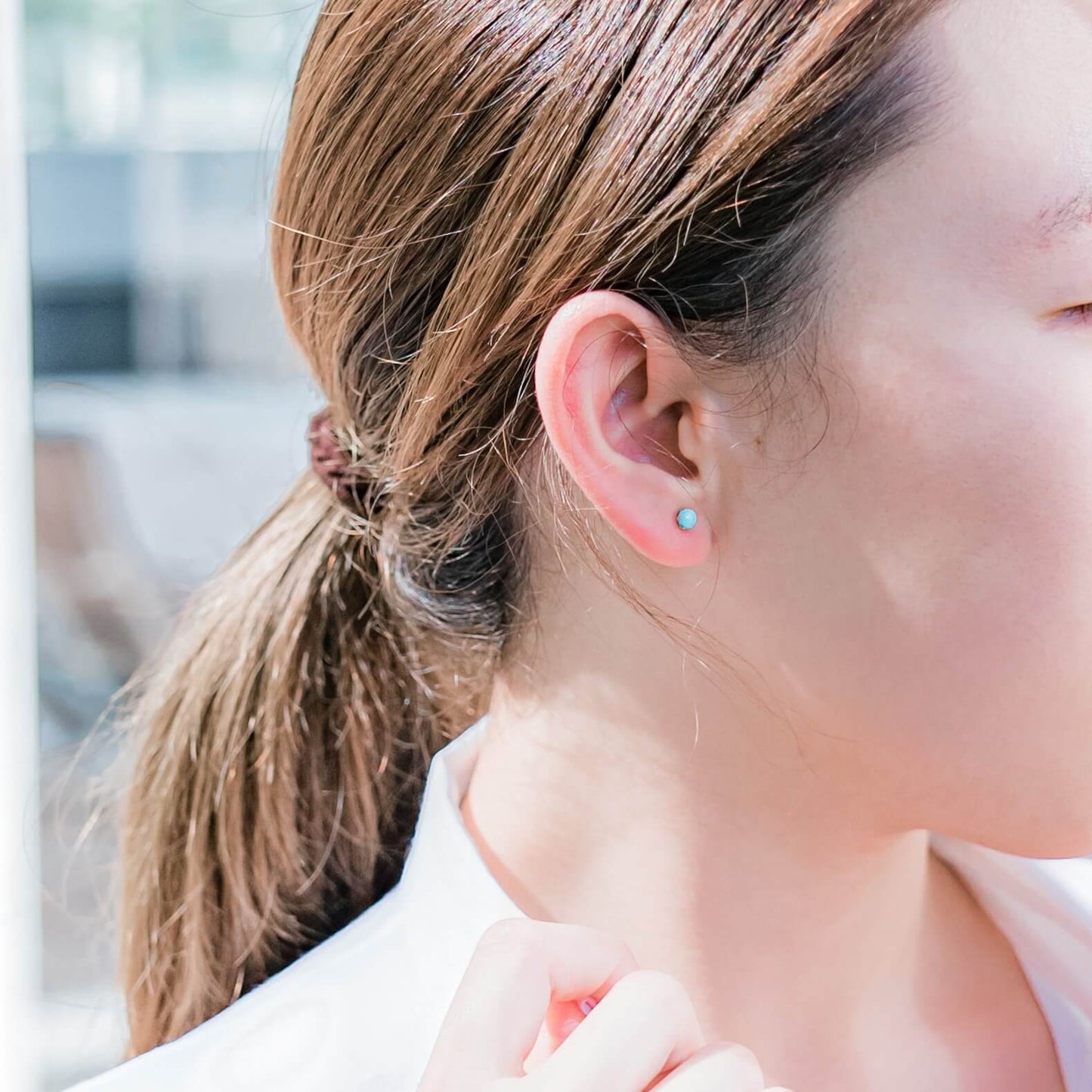 K10 アマゾナイト スタッドピアス