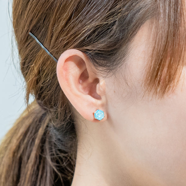 【受注生産】K10 ターコイズ ヘキサゴンピアス