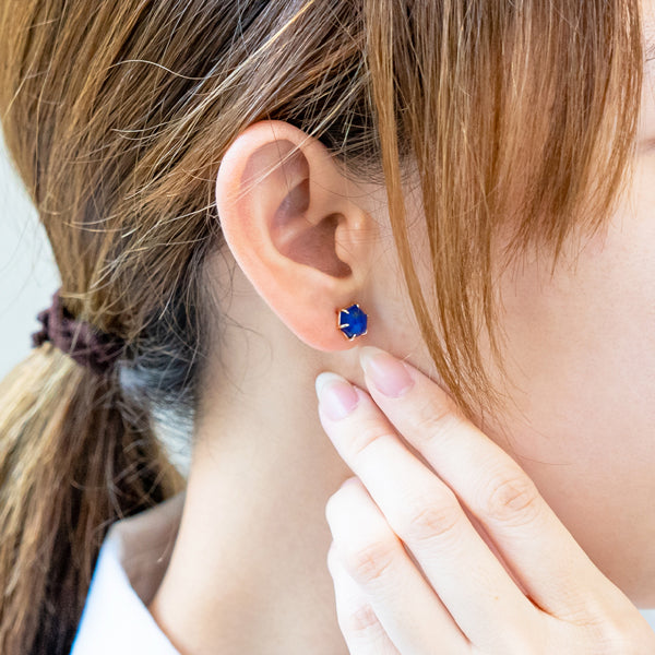 【受注生産】K10 ラピスラズリ ヘキサゴン ピアス