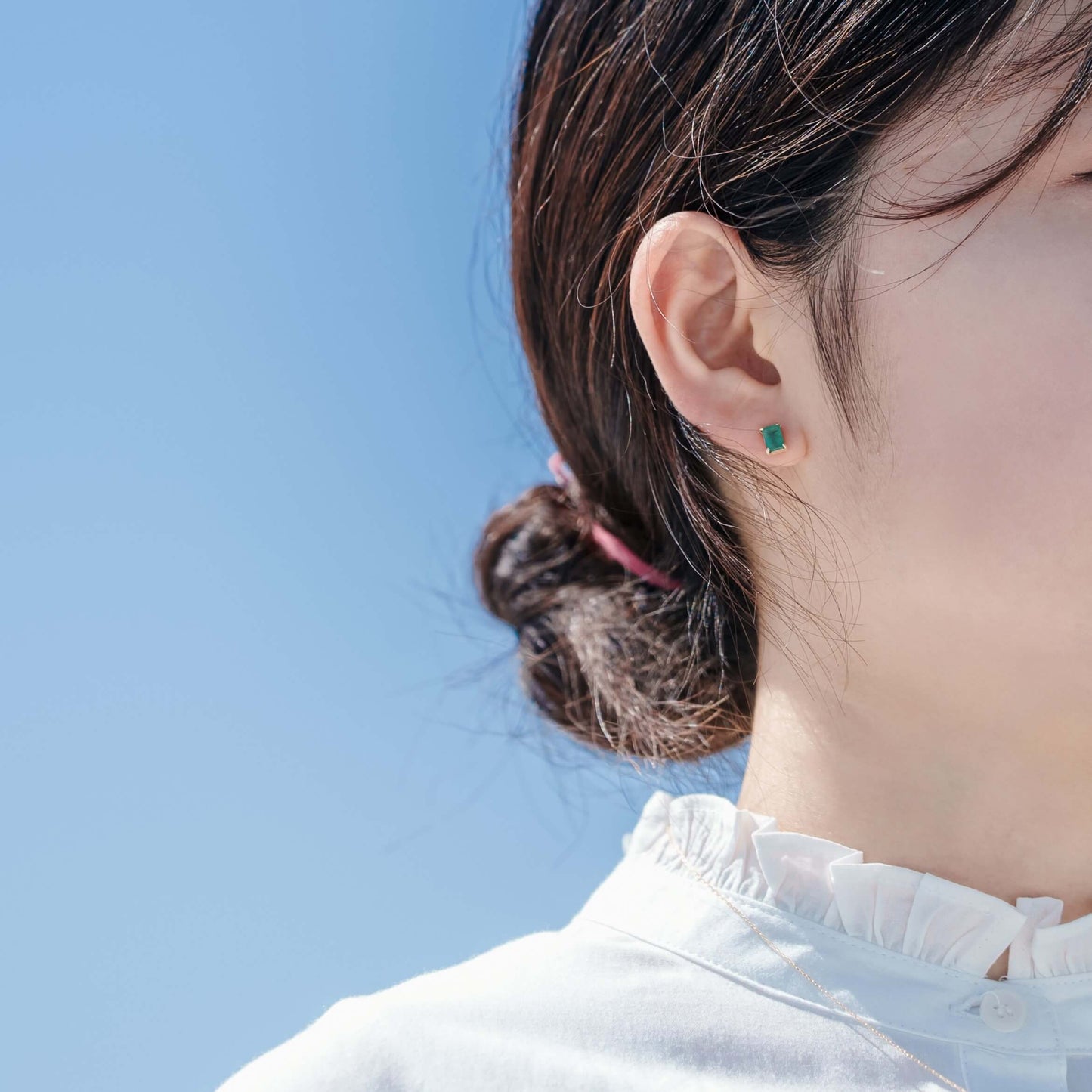 K10 誕生石 6×4 oct スタッドピアス (5月:エメラルド)