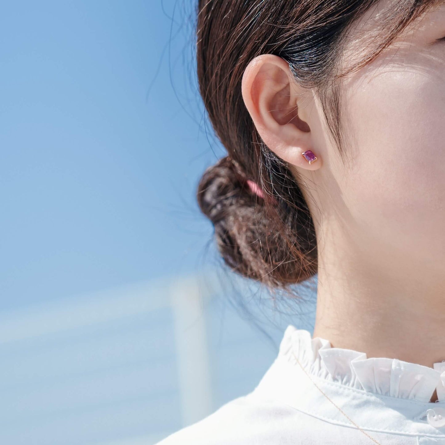 K10 誕生石 6×4 oct スタッドピアス (10月:ピンクトルマリン)