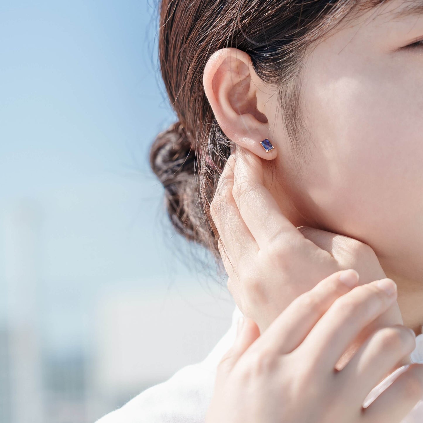 K10 誕生石 6×4 oct スタッドピアス (3月:アイオライト)【新誕生石】