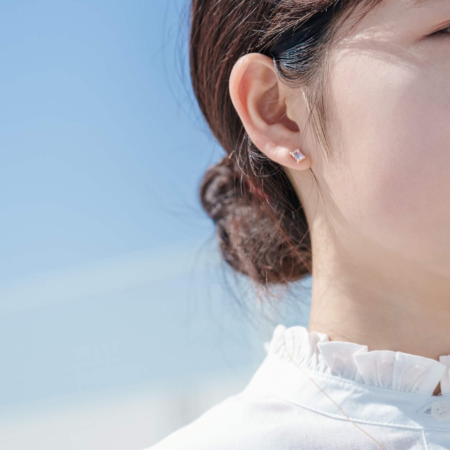 K10 誕生石 6×4 oct スタッドピアス (4月:モルガナイト)