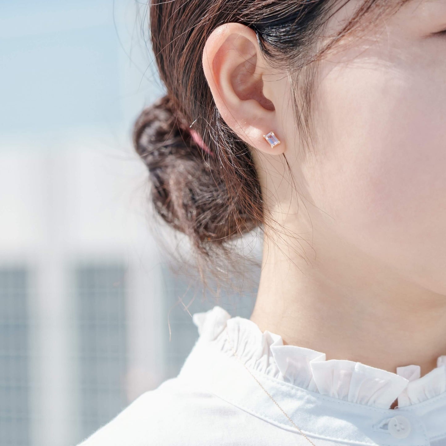 K10 誕生石 6×4 oct スタッドピアス (4月:モルガナイト)