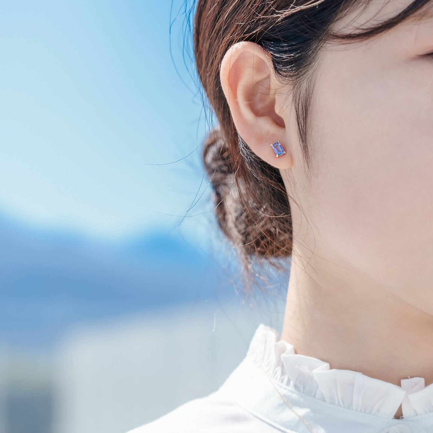 K10 誕生石 6×4 oct スタッドピアス (12月:タンザナイト)