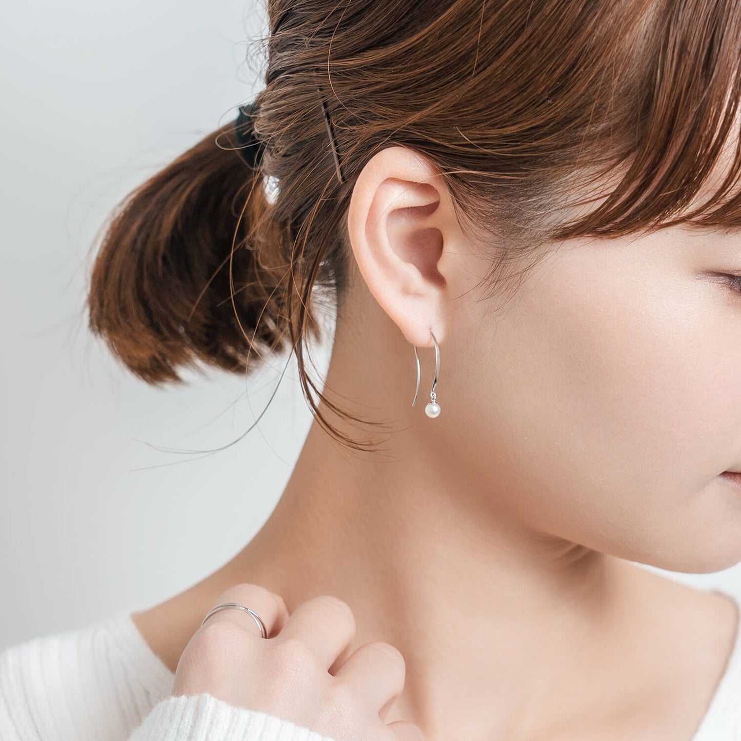 Pt900 アコヤパール フックピアス(4mm)