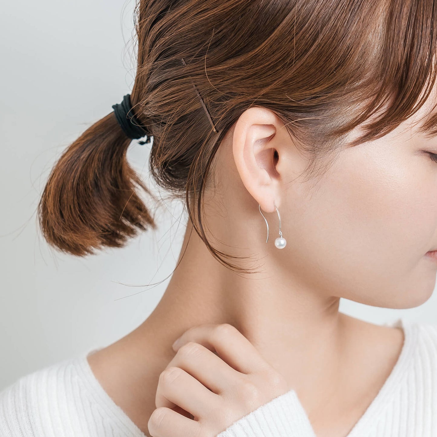 Pt900 アコヤパール フックピアス(6mm)