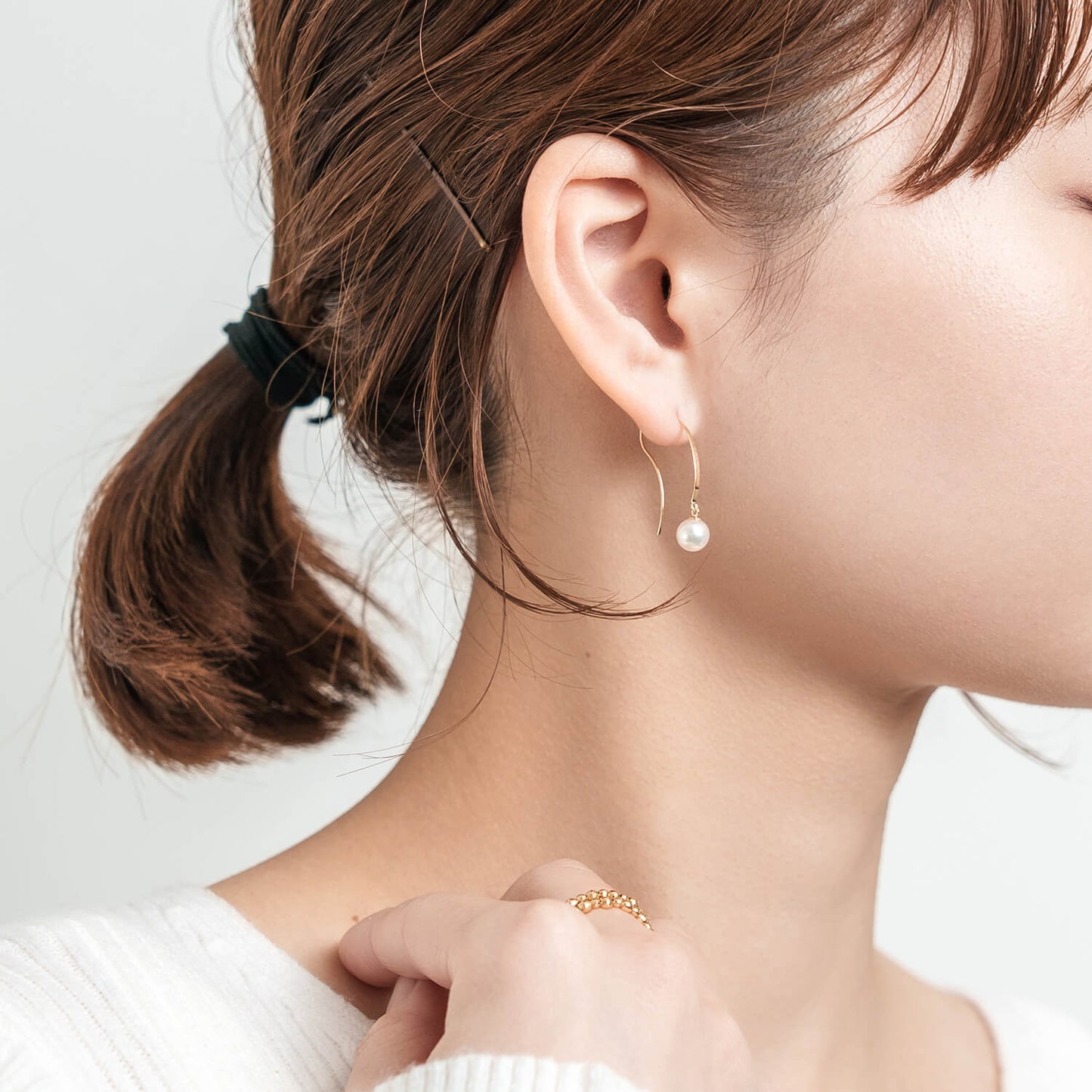 K18 アコヤパール フックピアス(6mm)