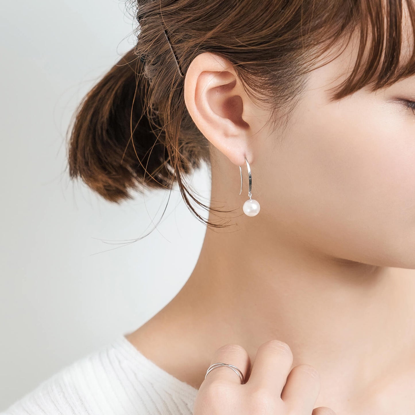 Pt900 アコヤパール フックピアス(8mm)