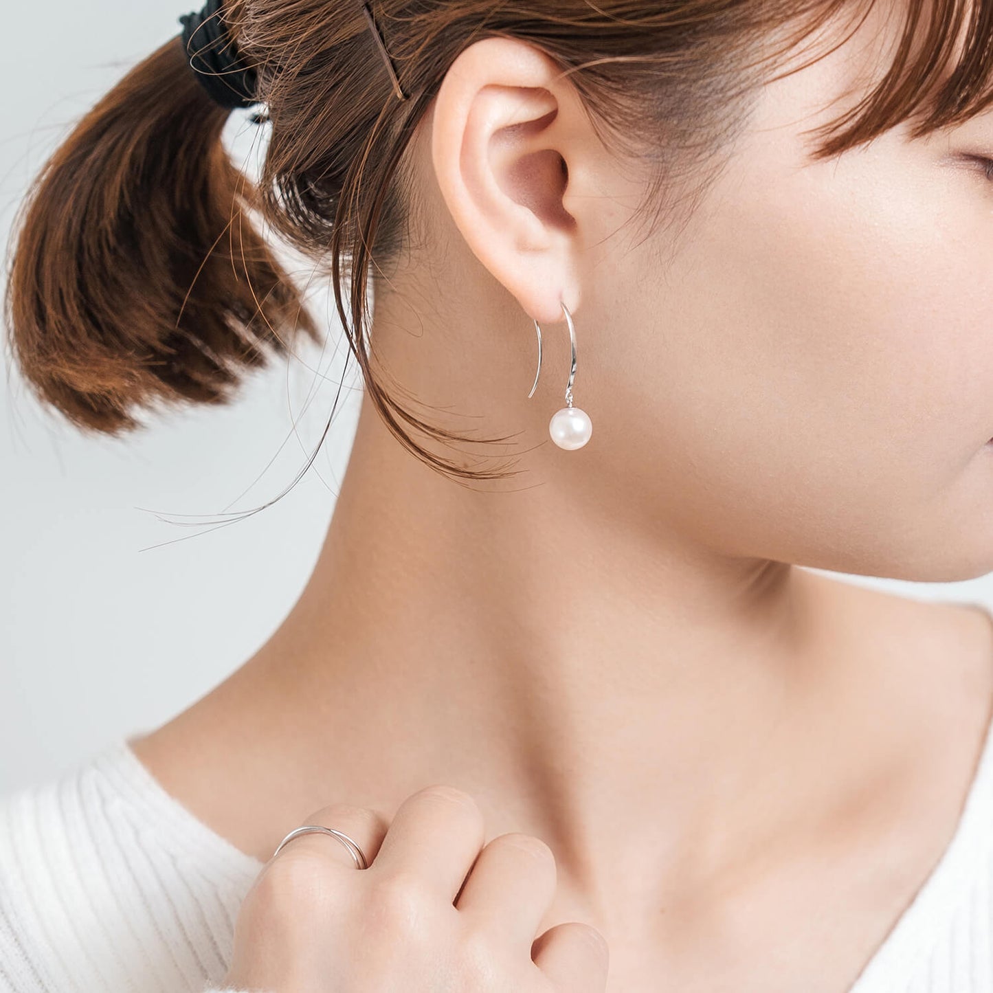 Pt900 アコヤパール フックピアス(8mm)