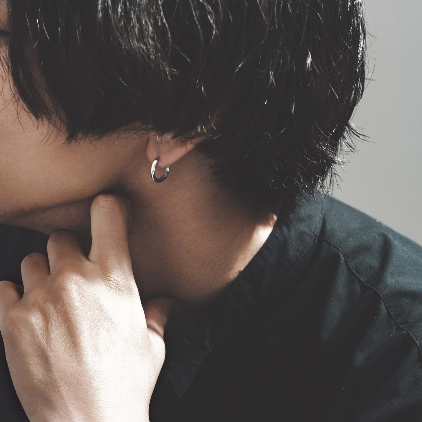 【片耳】SV925 地金 デザイン フープピアス(03-W/Y)