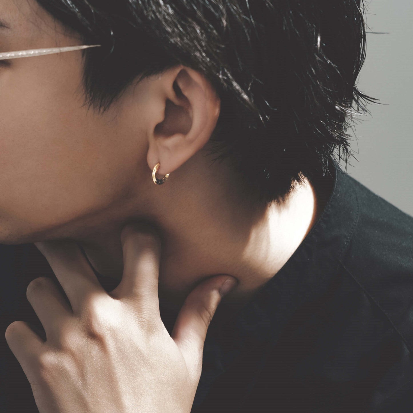 【片耳】SV925 地金 デザイン フープピアス(03-W/Y)