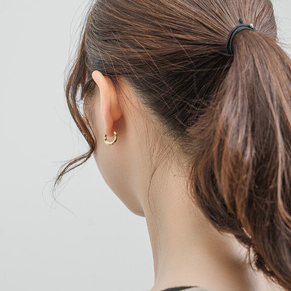 【片耳】SV925 地金 デザイン フープピアス(03-W/Y)