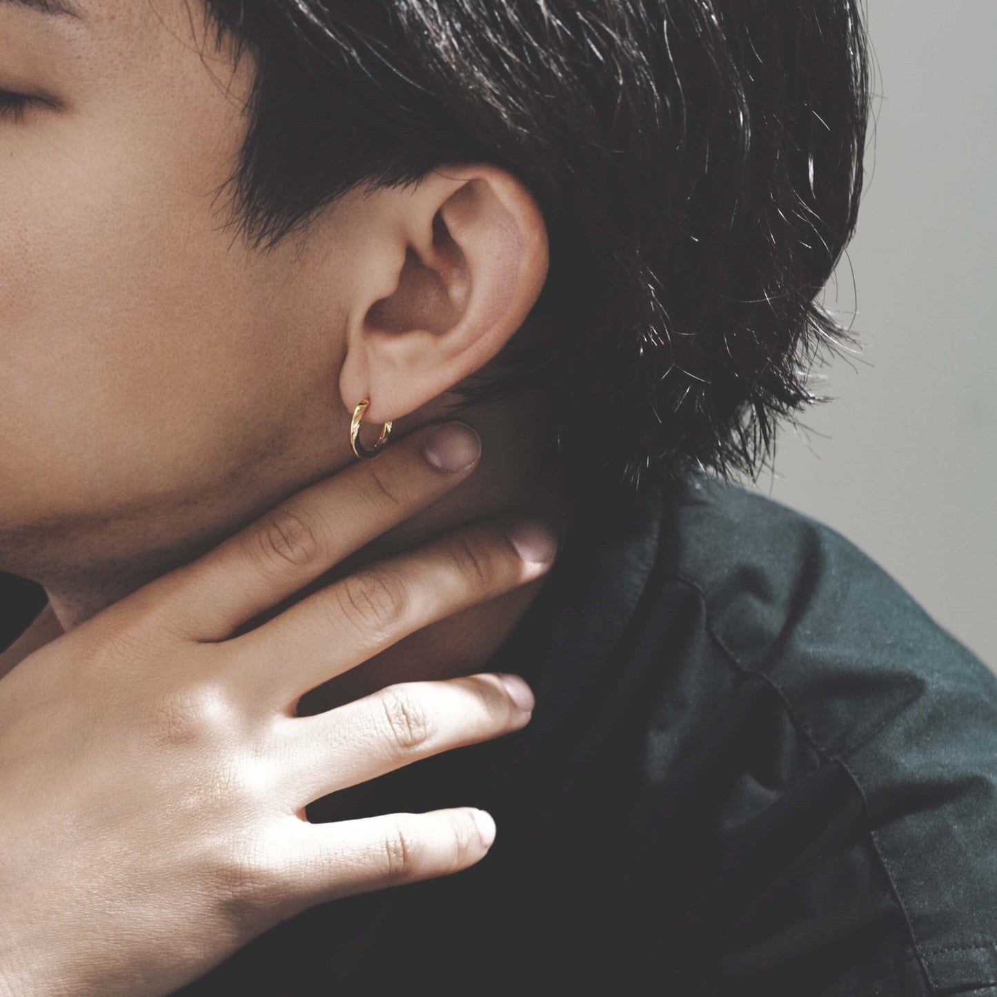 【片耳】SV925 地金 デザイン フープピアス(04-W/Y)