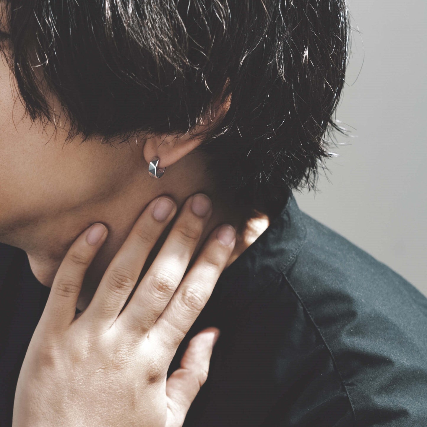 【片耳】SV925 地金 デザイン フープピアス(07-W/Y)