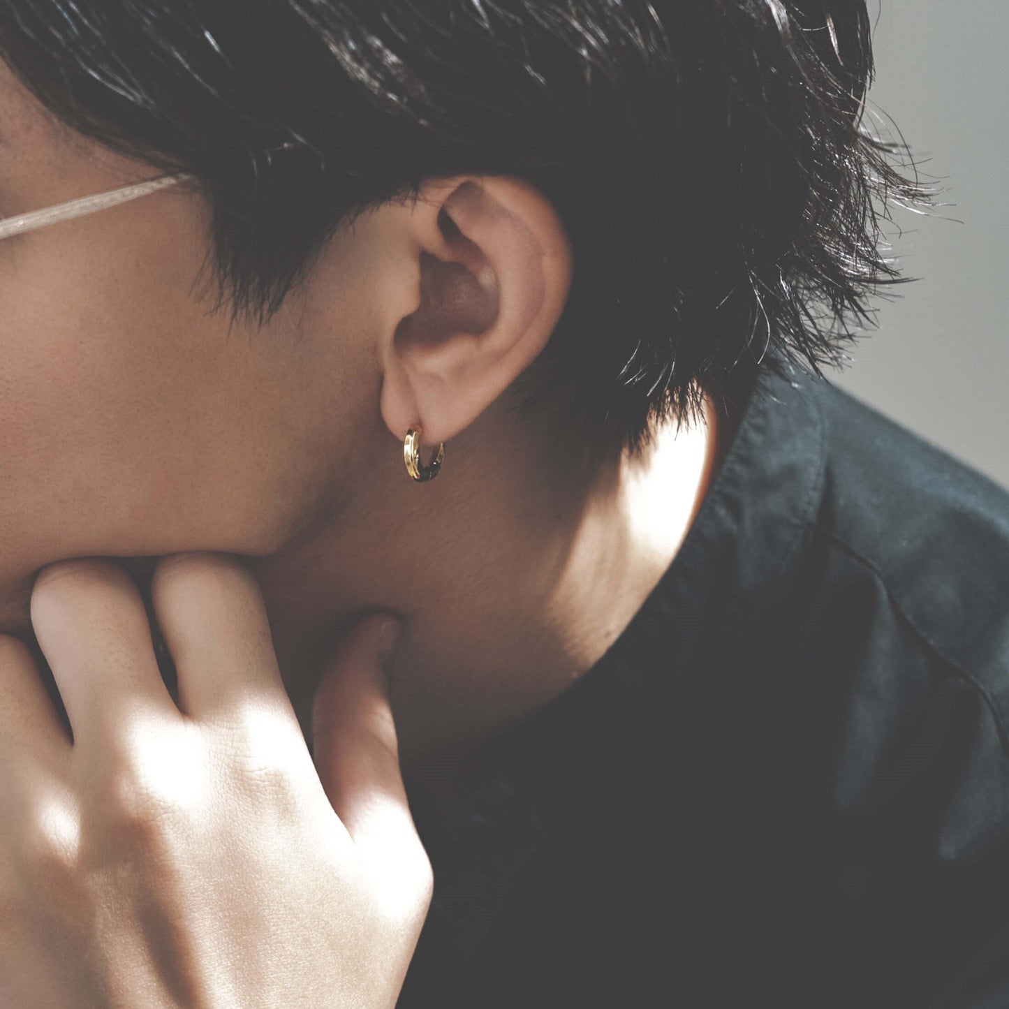 【片耳】SV925 地金 デザイン フープピアス(09-W/Y)