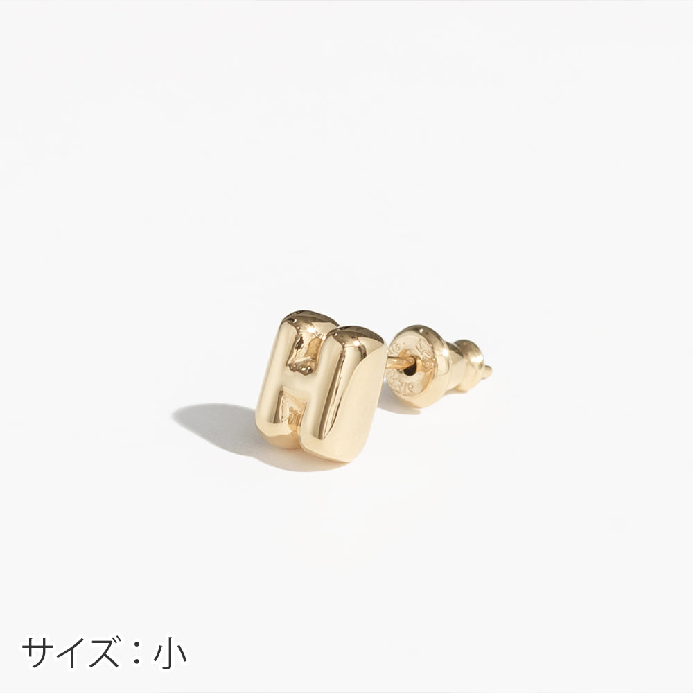【片耳】SV925 イニシャルピアス (H:大/小)