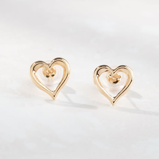 K10 オープンモチーフ スタッドピアス(ハート-01)