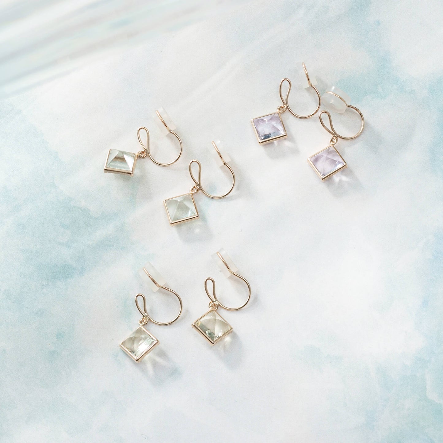 K10 カラーストーン イヤリング(レモンクォーツ)