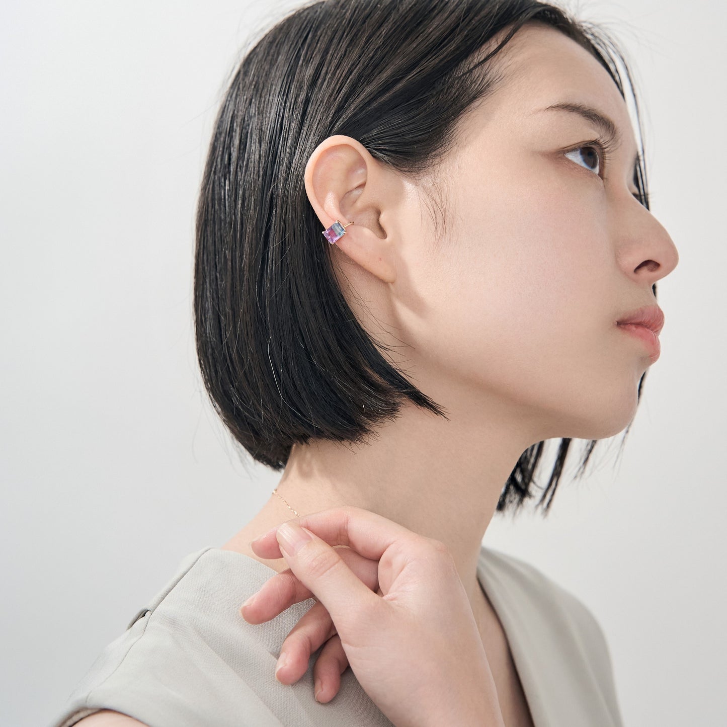 K10 レインボーフローライト イヤーカフ(YG/WG)