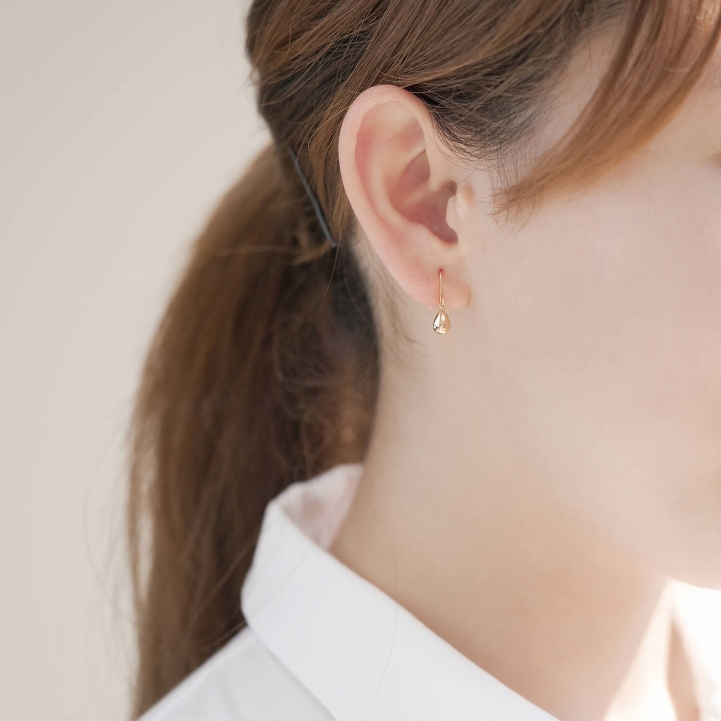 K18 地金 中空 フックピアス(ツユ)