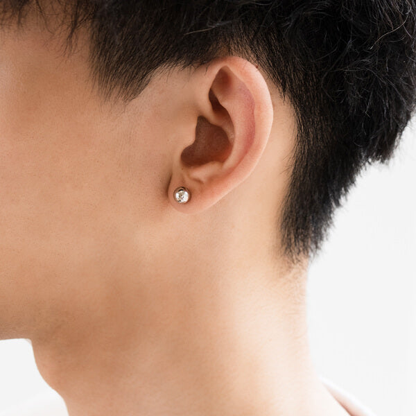 Pt900 地金 中空 スタッドピアス(ボール:特大)