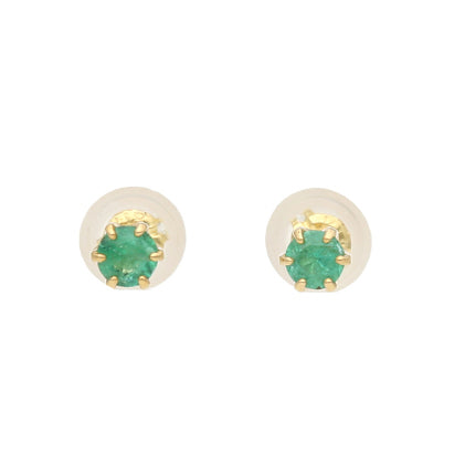 K18 爪留め 誕生石 スタッドピアス(3mm)【5月エメラルド】