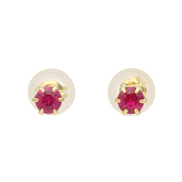 K18 爪留め 誕生石 スタッドピアス(3mm)【7月ルビー】