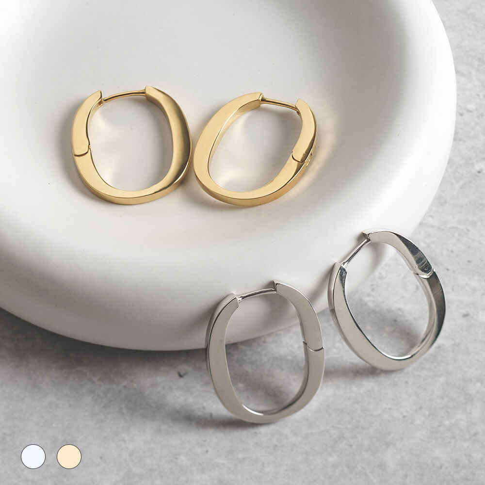 SV925 地金 デザイン フープピアス(01-W/Y)
