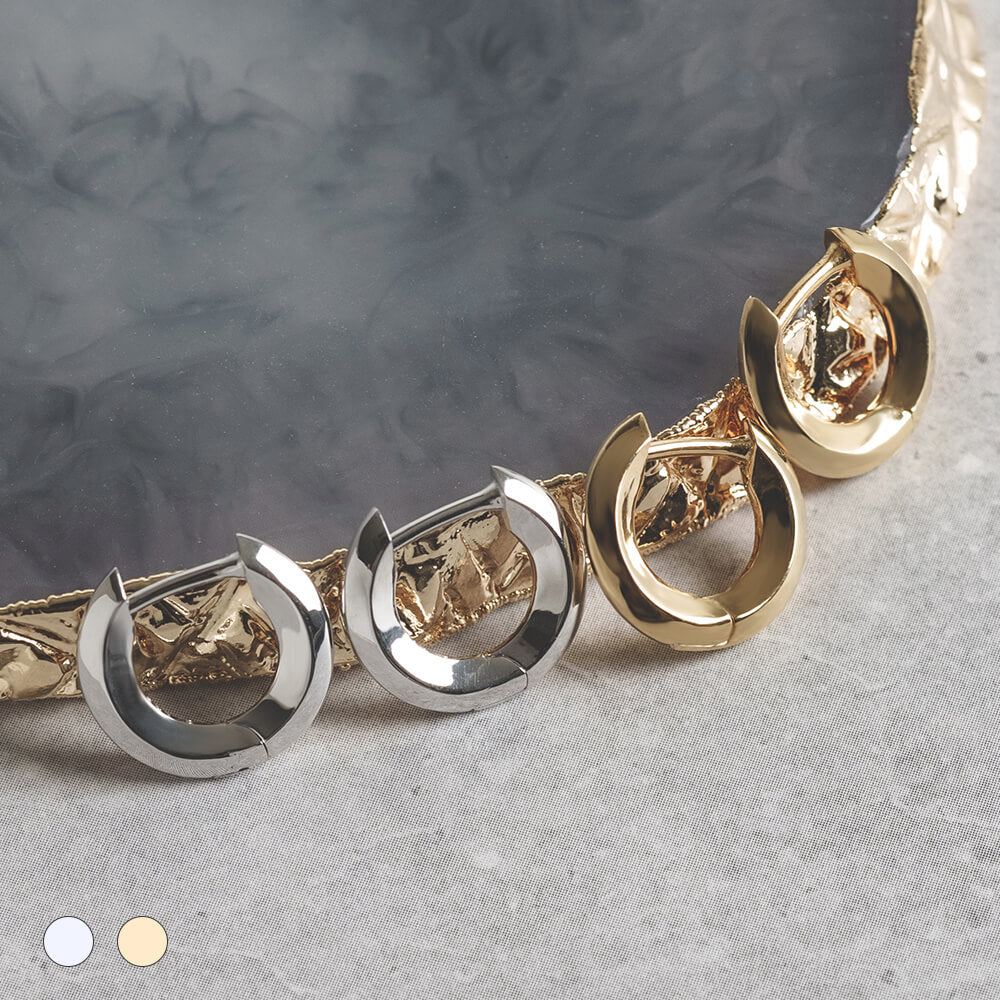 SV925 地金 デザイン フープピアス(03-W/Y)