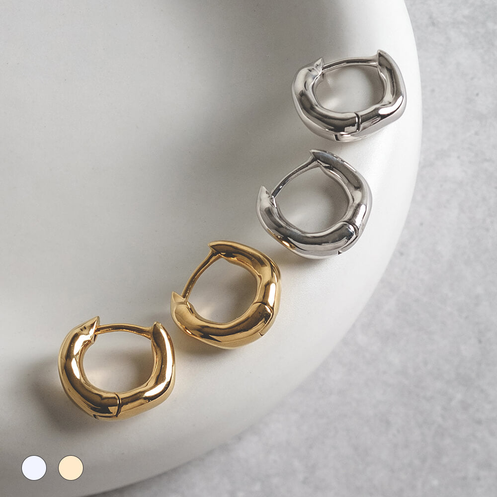 SV925 地金 デザイン フープピアス(05-W/Y)