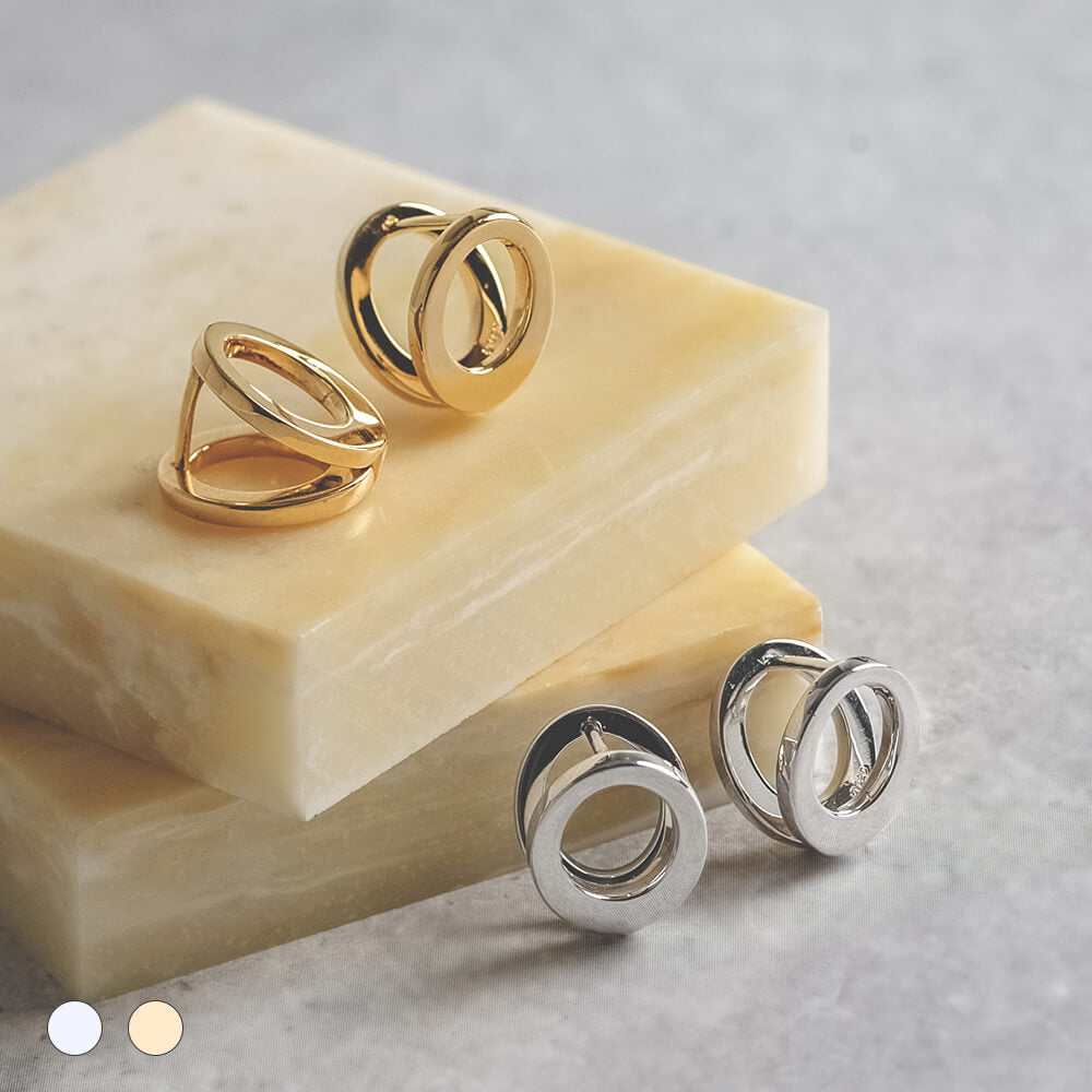 SV925 地金 デザイン フープピアス(08-W/Y)