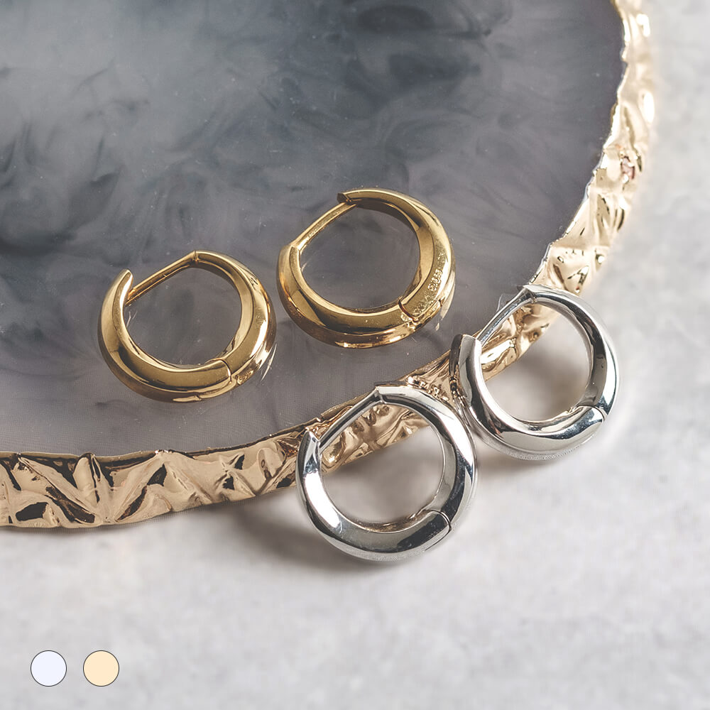 SV925 地金 デザイン フープピアス(09-W/Y)