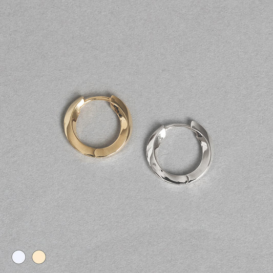 【片耳】SV925 地金 デザイン フープピアス(04-W/Y)
