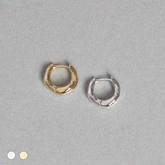 【片耳】SV925 地金 デザイン フープピアス(05-W/Y)