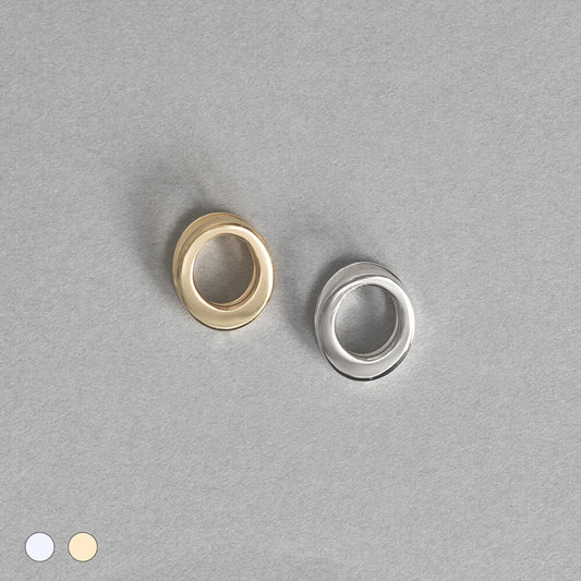 【片耳】SV925 地金 デザイン フープピアス(08-W/Y)