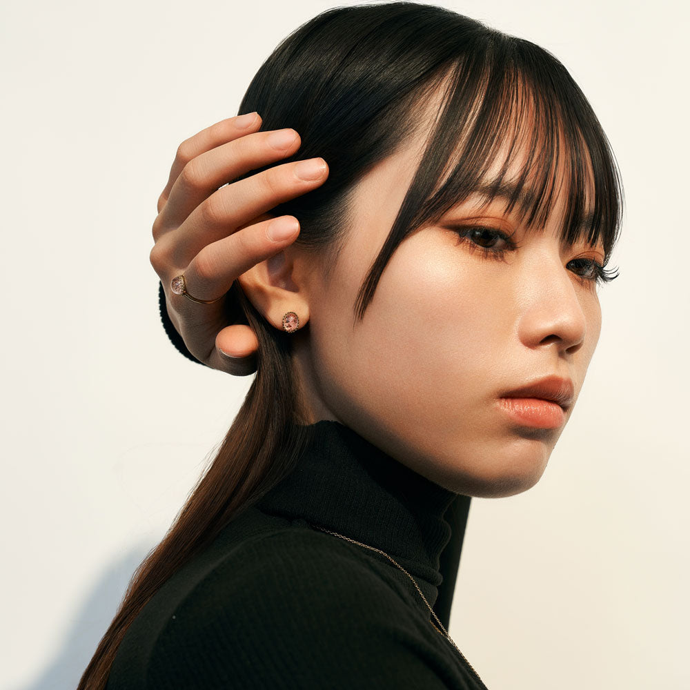 M.O　　5点　ストロベリー SV925 ストロベリークォーツ ピアス - me.（エムイードット）