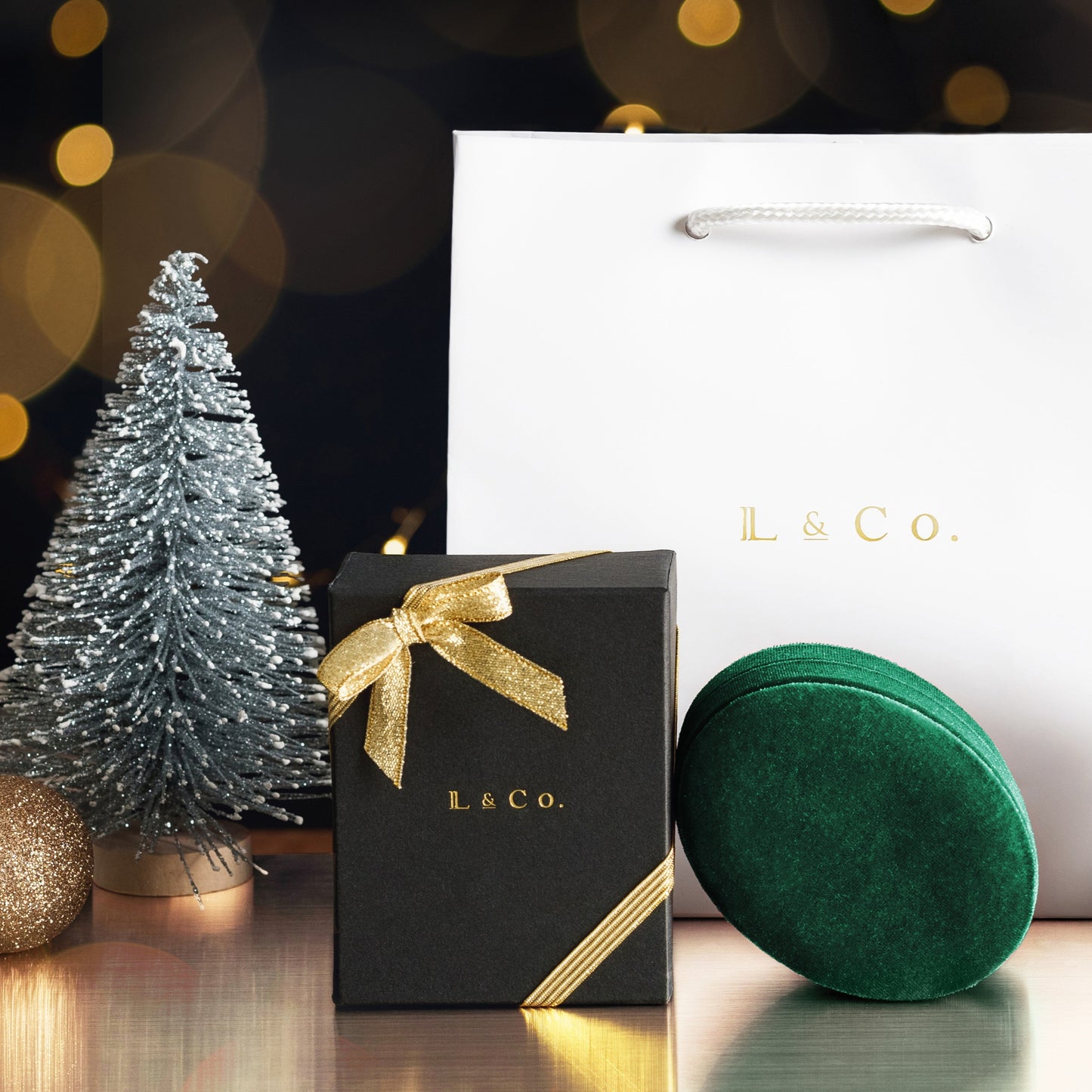 【ギフトラッピング】ベロア調ジュエリーギフトボックス＆ショップバッグ