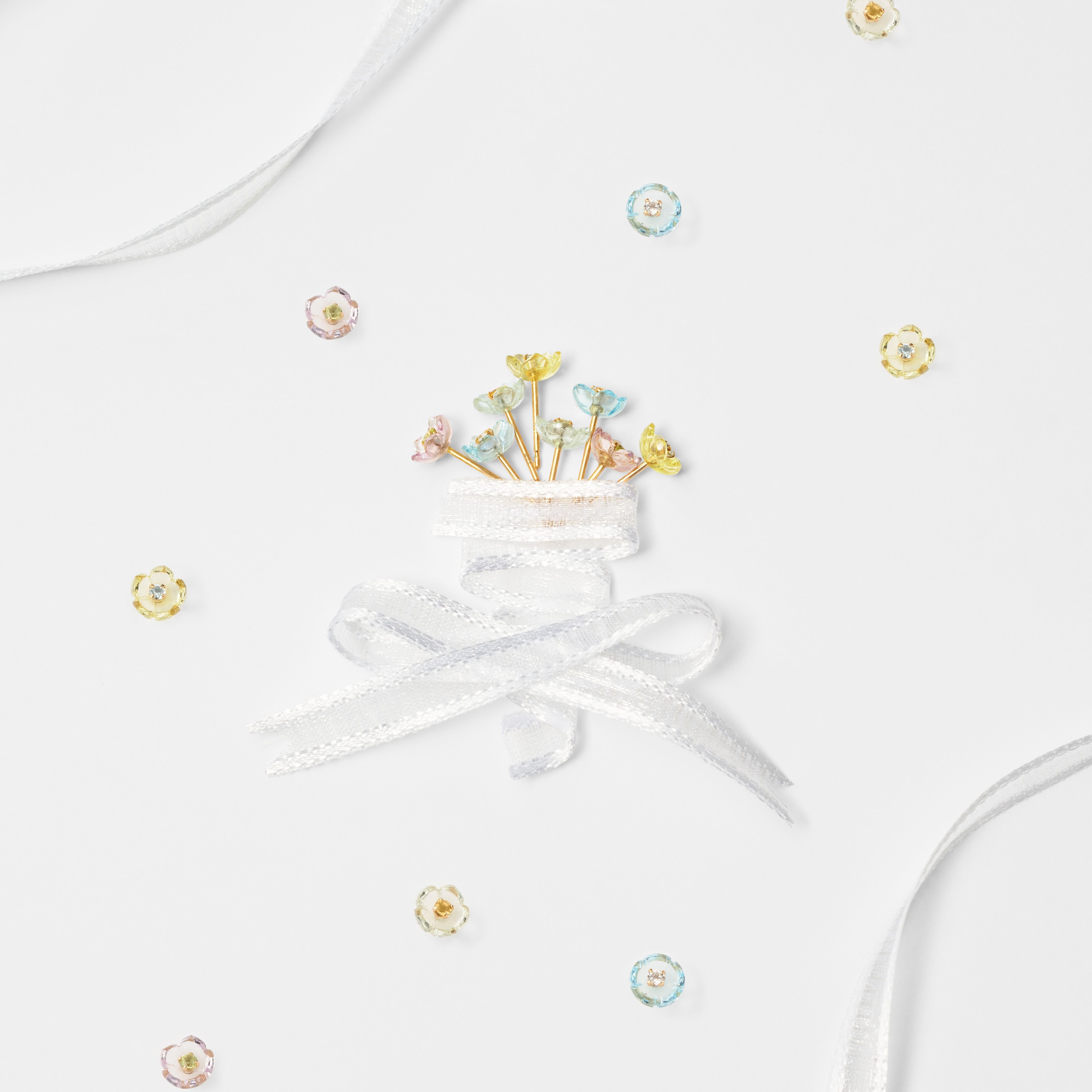 K10 フラワー スタッドピアス（ピンク） - me.（エムイードット）