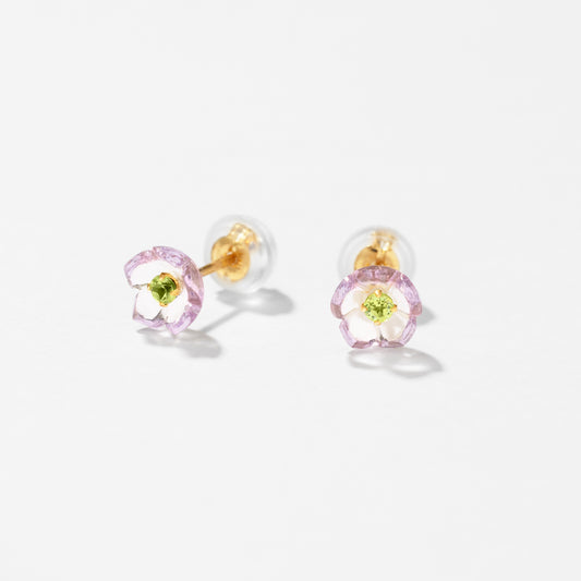 K10 フラワー スタッドピアス（ピンク）