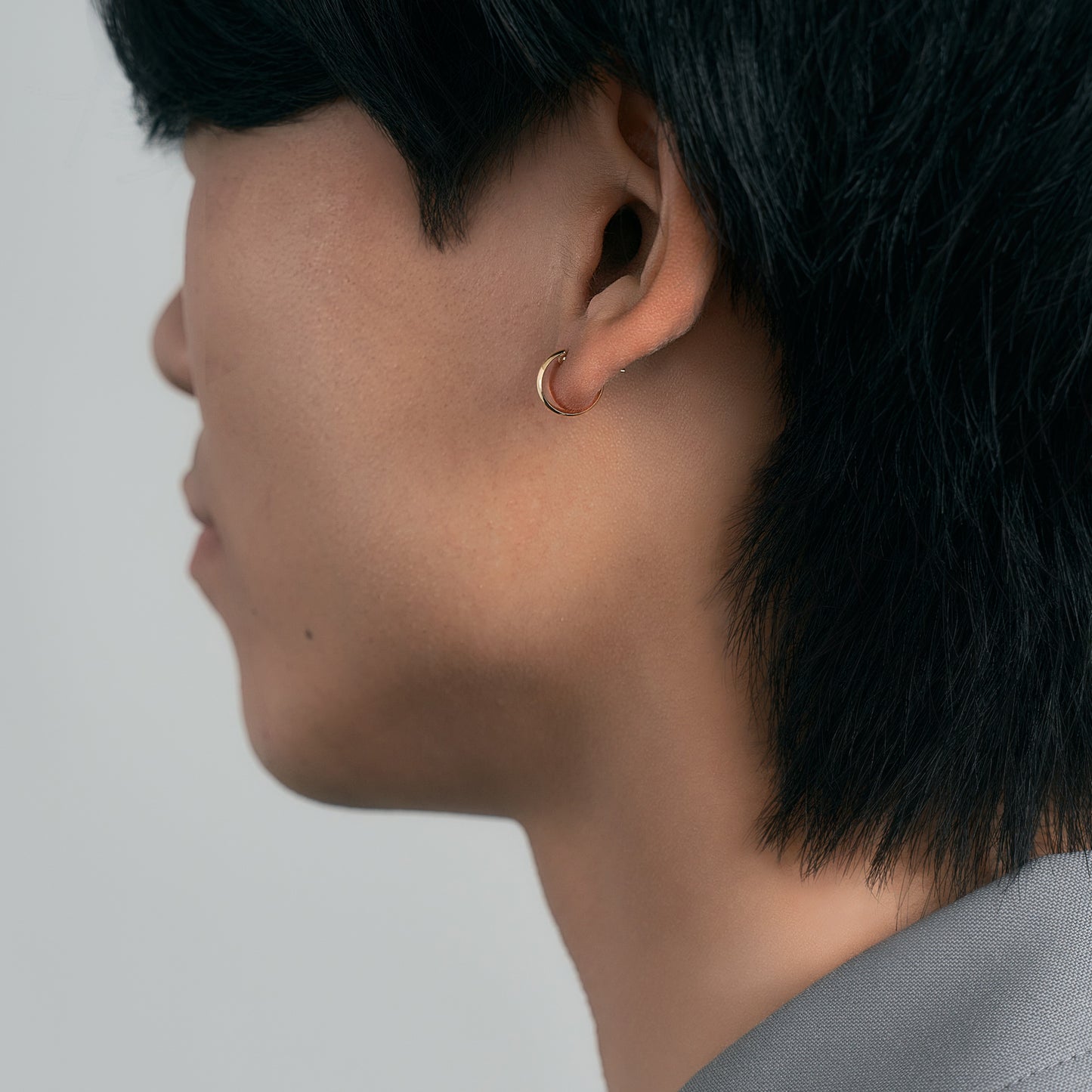 K18 月甲 フープピアス（10×3）
