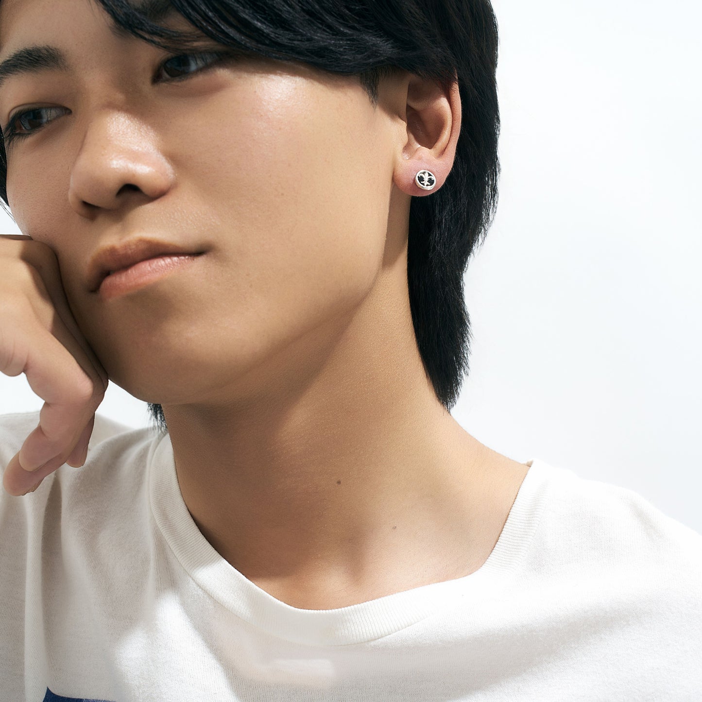 【片耳】K10WG オニキス スタッドピアス（ランバス）