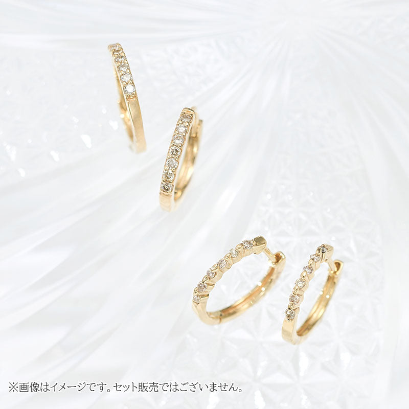 K10 ダイヤモンド 計0.06ct フープ ピアス