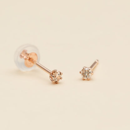 【限定】K10PG  一粒ダイヤモンド スタッドピアス 計0.08ct