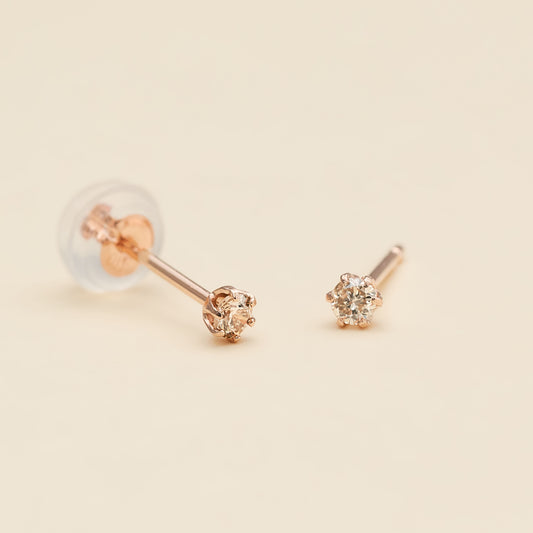 【限定】K10PG  一粒ダイヤモンド スタッドピアス 計0.08ct