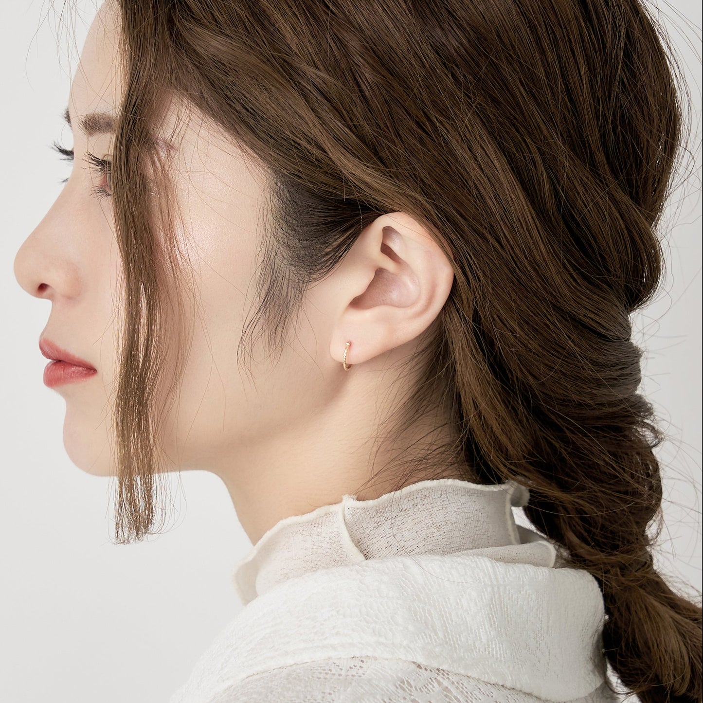 K18 カットデザイン フープピアス