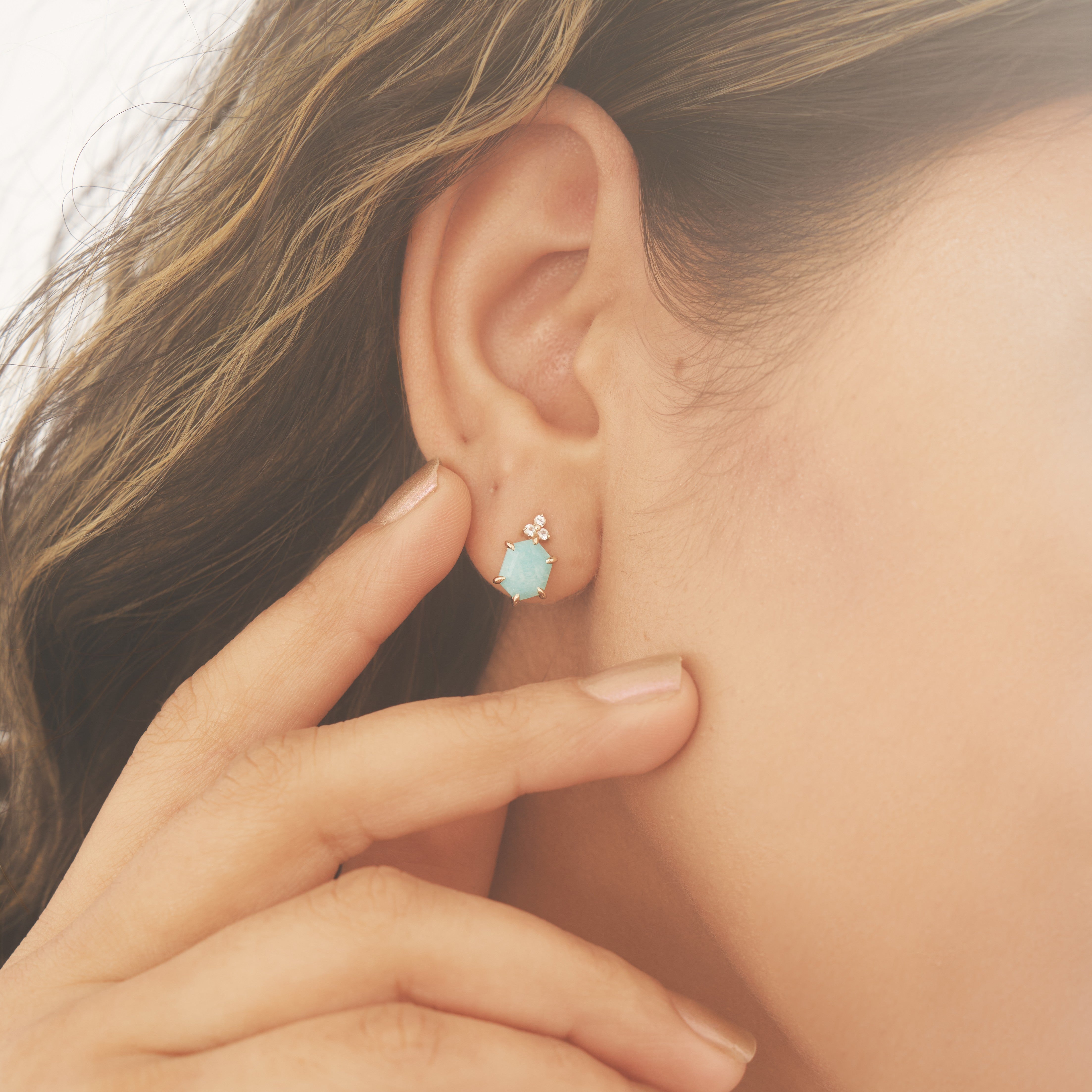 K10 アマゾナイト スタッドピアス - me.（エムイードット）