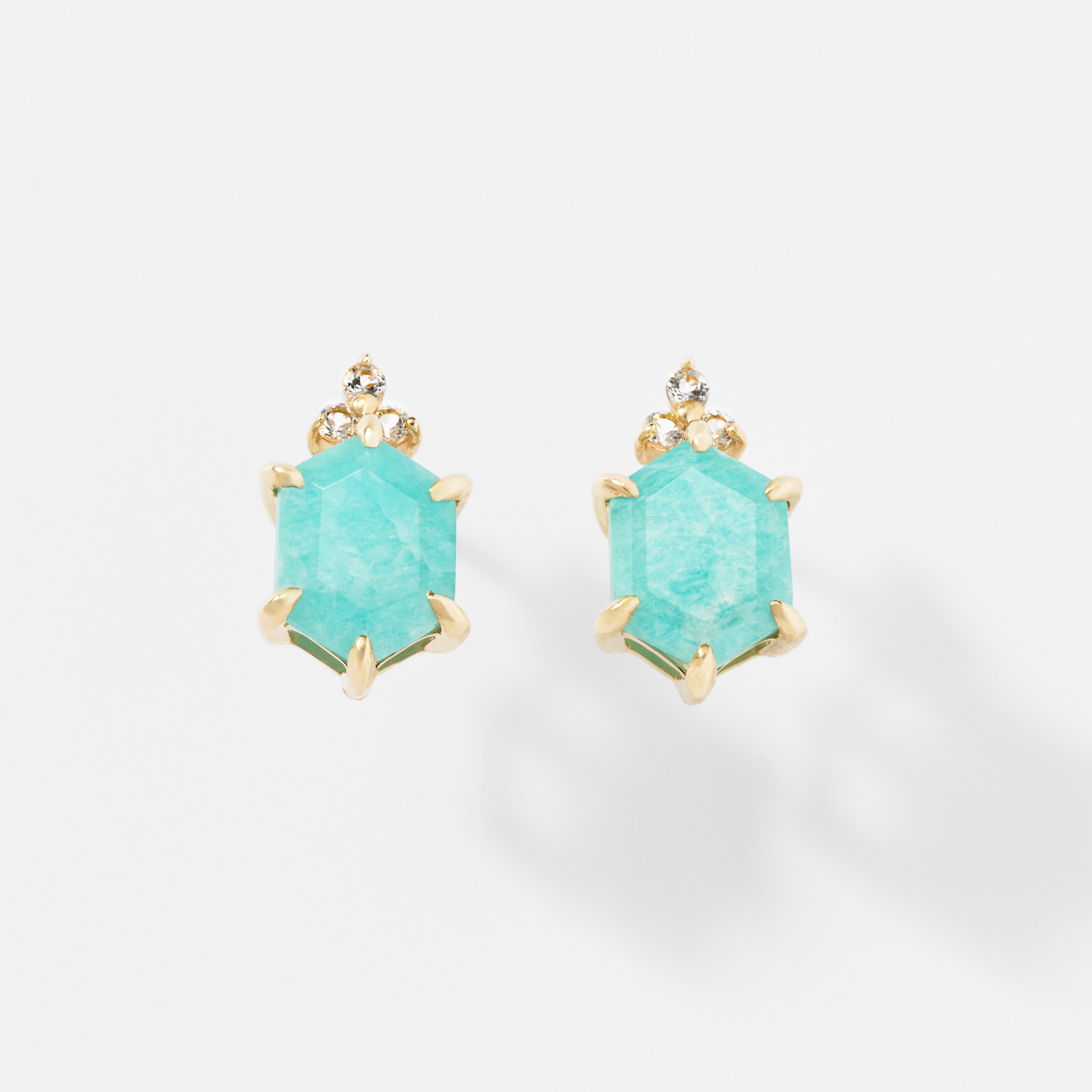 【❄︎ミント❄︎】アマゾナイトのデザインピアス K10 アマゾナイト スタッドピアス - me.（エムイードット）