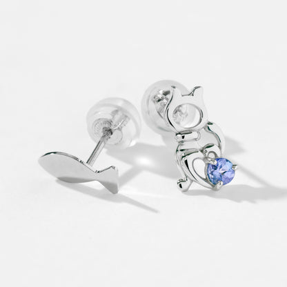 K10WG ネコ×サカナ スタッドピアス